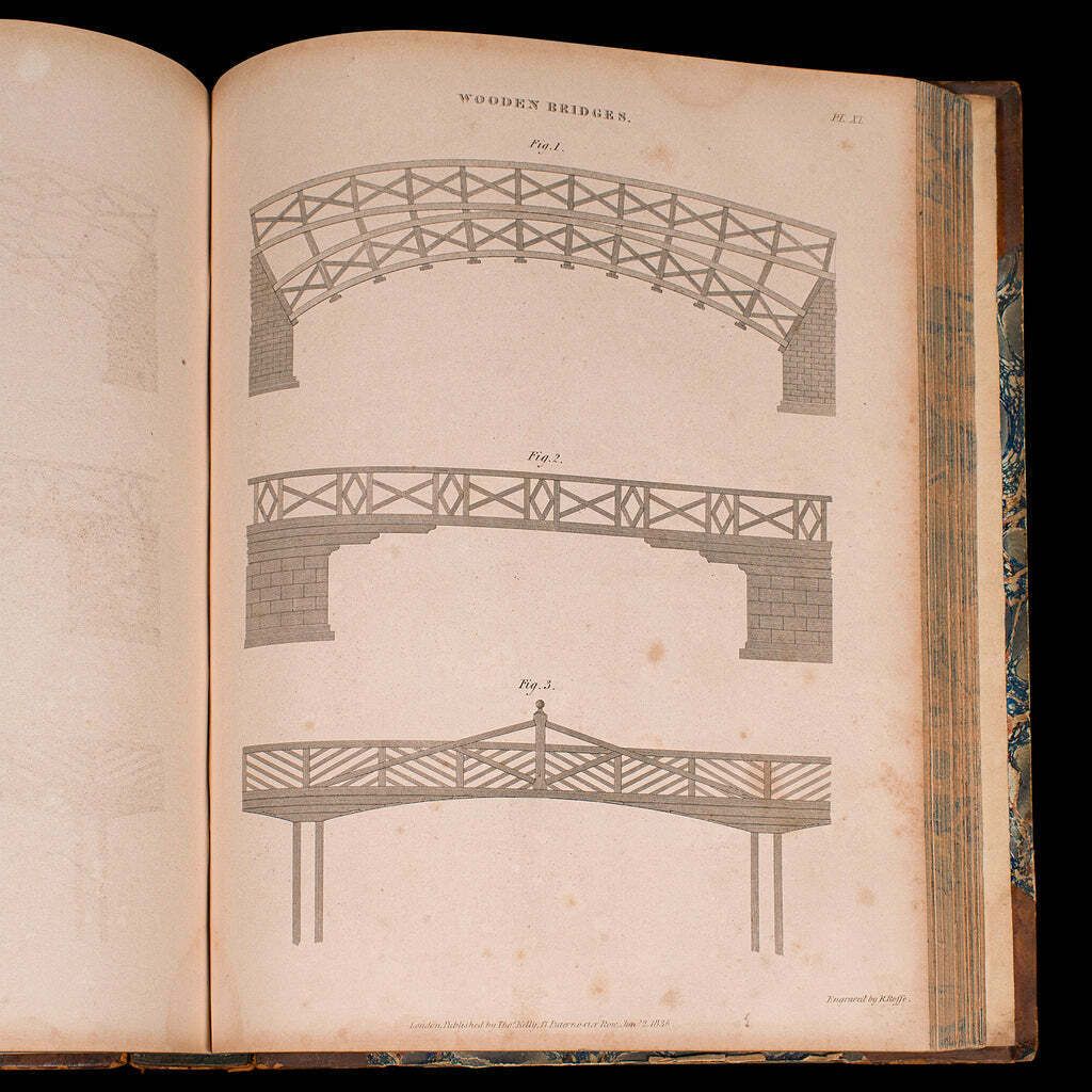 photo for sale Antique Carpentry Book, Architecture Reference, Peter Nicholson, Victorian, 1846
