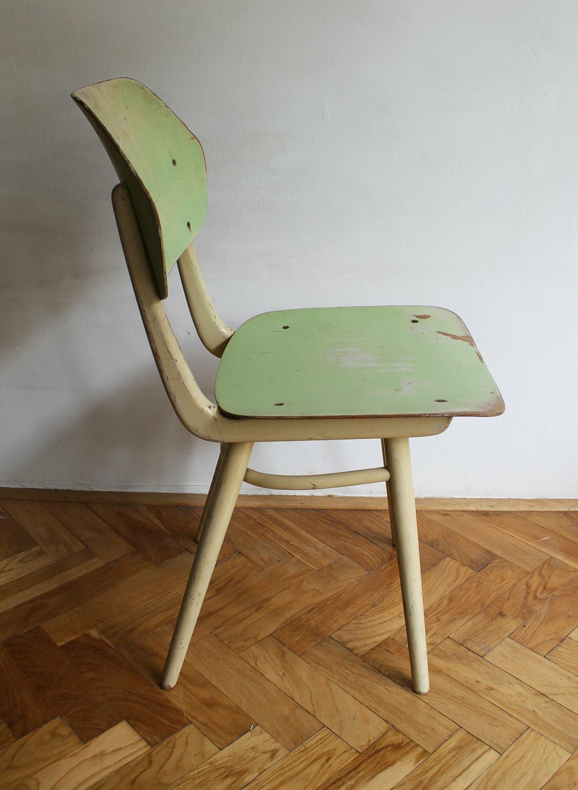 Pair Of Green And Blue 1960's Mid Century Modern Dining Chairs By Ton photo for sale