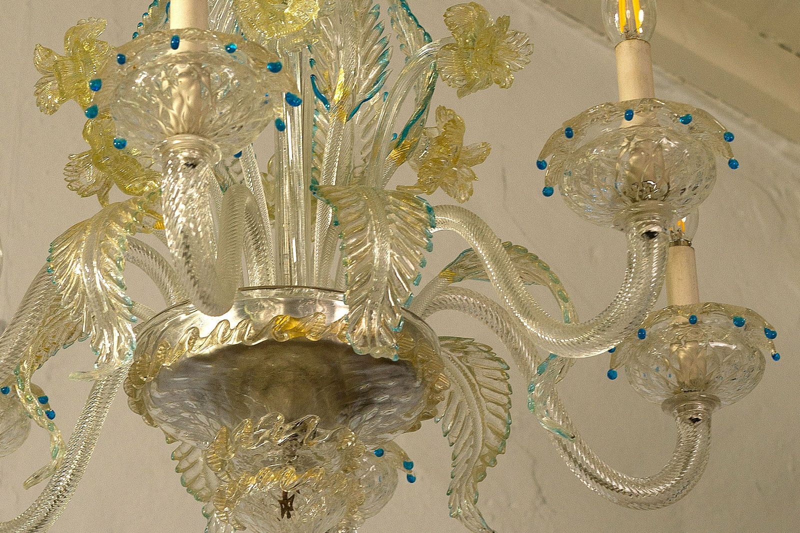 Murano Chandelier In Blown Glass, 6 Lights, Italy 40s, 50s photo Lighting