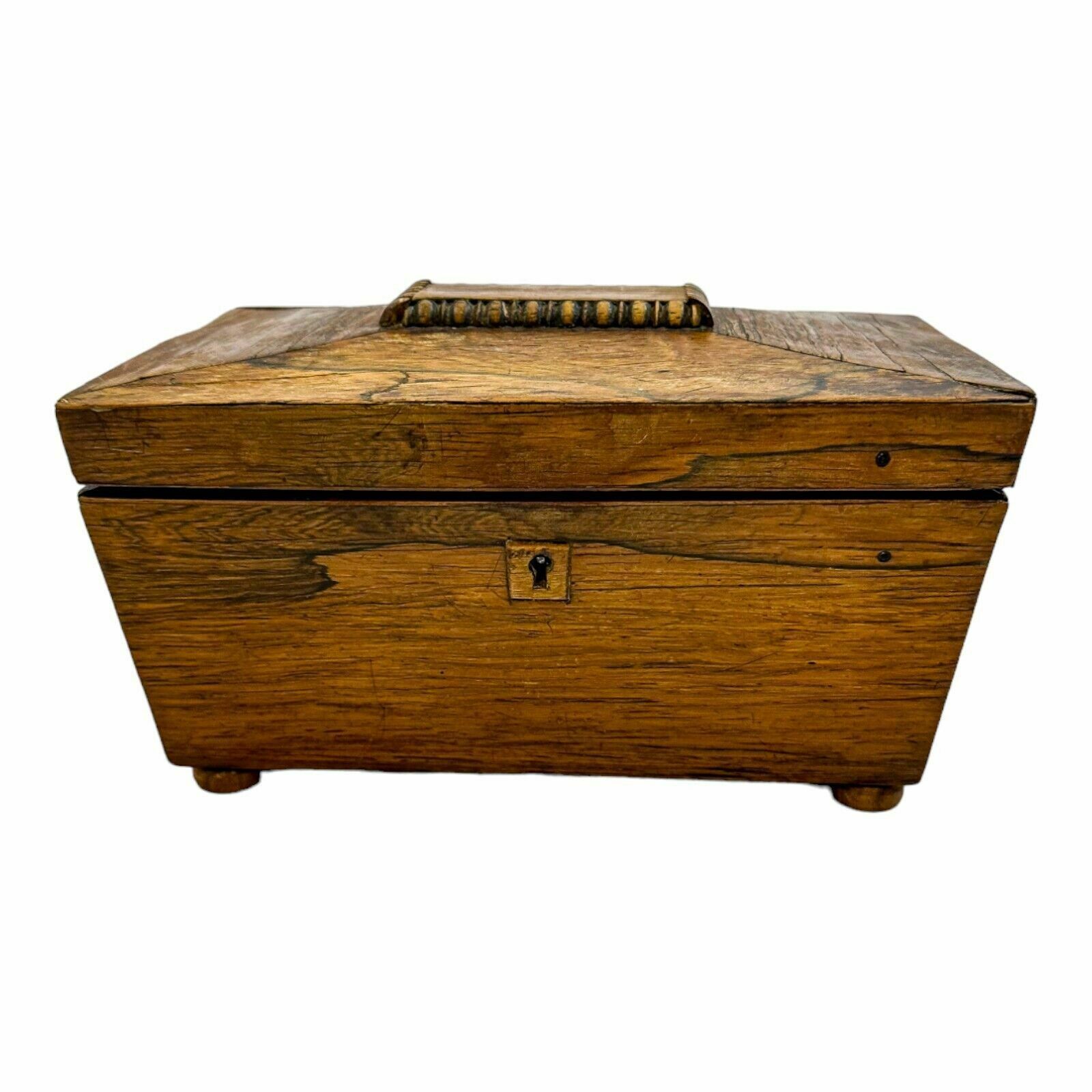Antique Victorian Mahogany Sarcophagus 2 Section Small Tea Caddy / Jewellery Box photo for sale