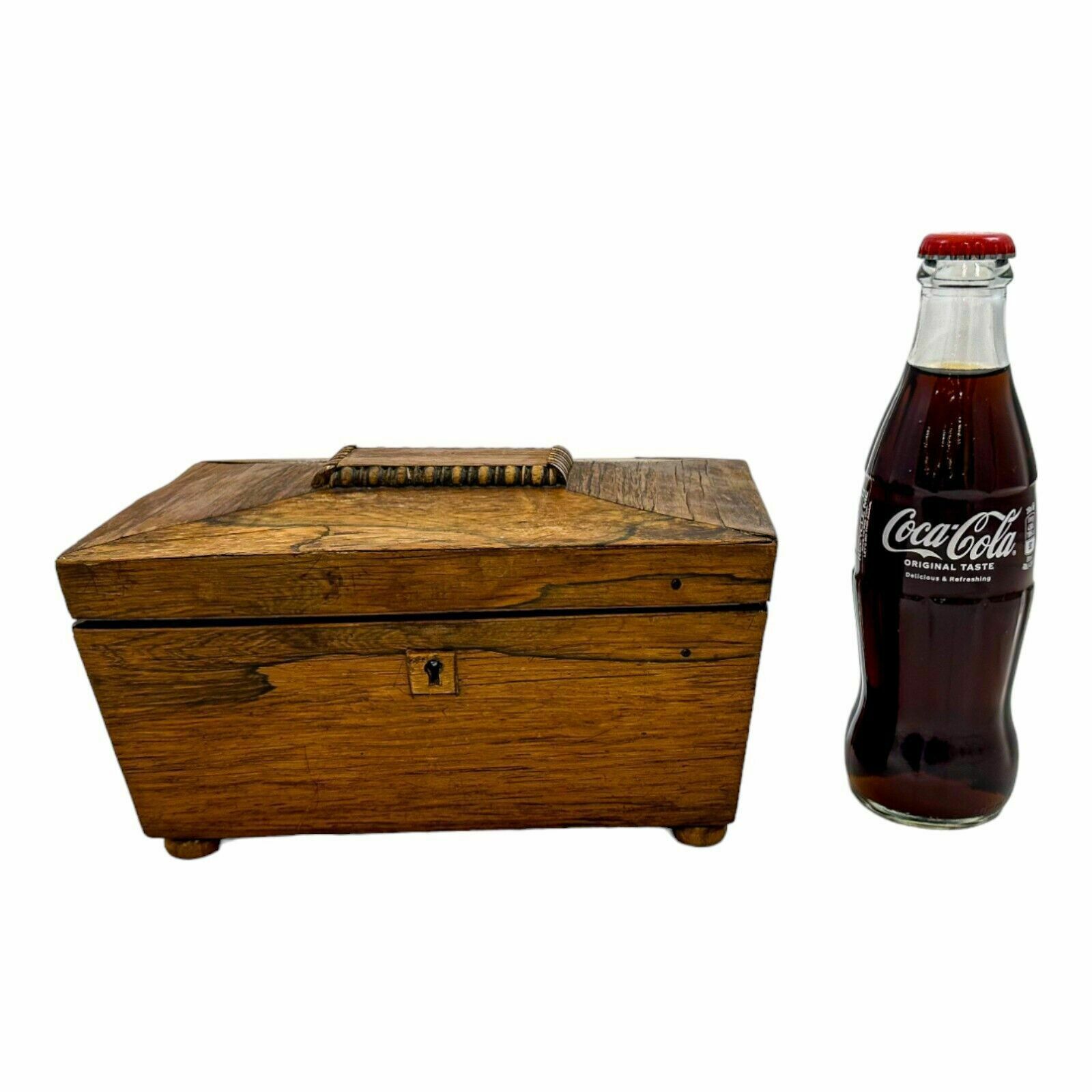 Antique Victorian Mahogany Sarcophagus 2 Section Small Tea Caddy / Jewellery Box photo buy