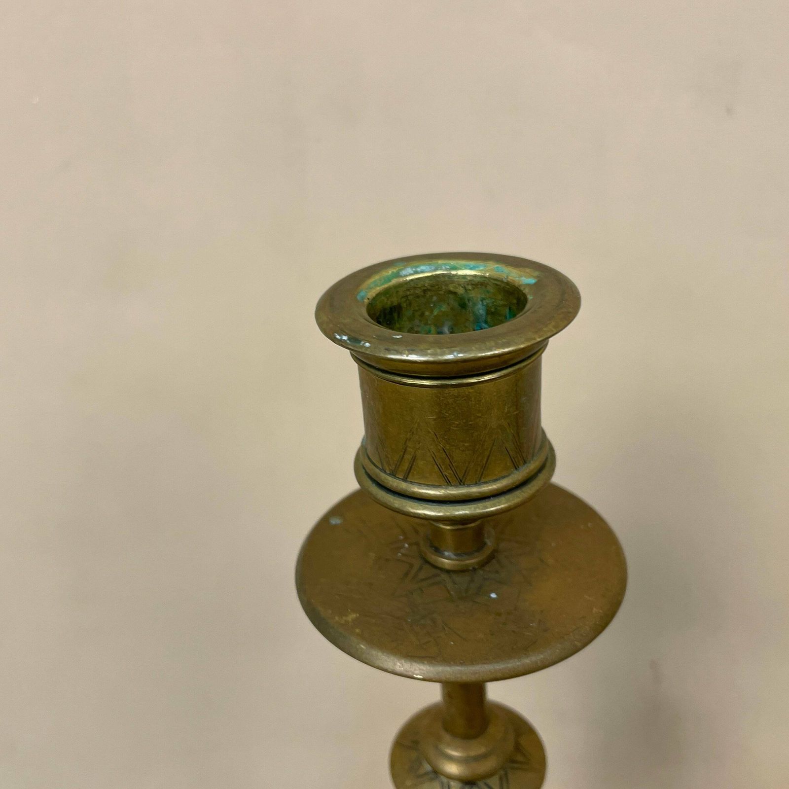 Antique Matching Pair Of Gold Brass Metal Candlestick Candle Stick Vintage Column Taper Dinner Candlesticks Square Base Column photo 55.0