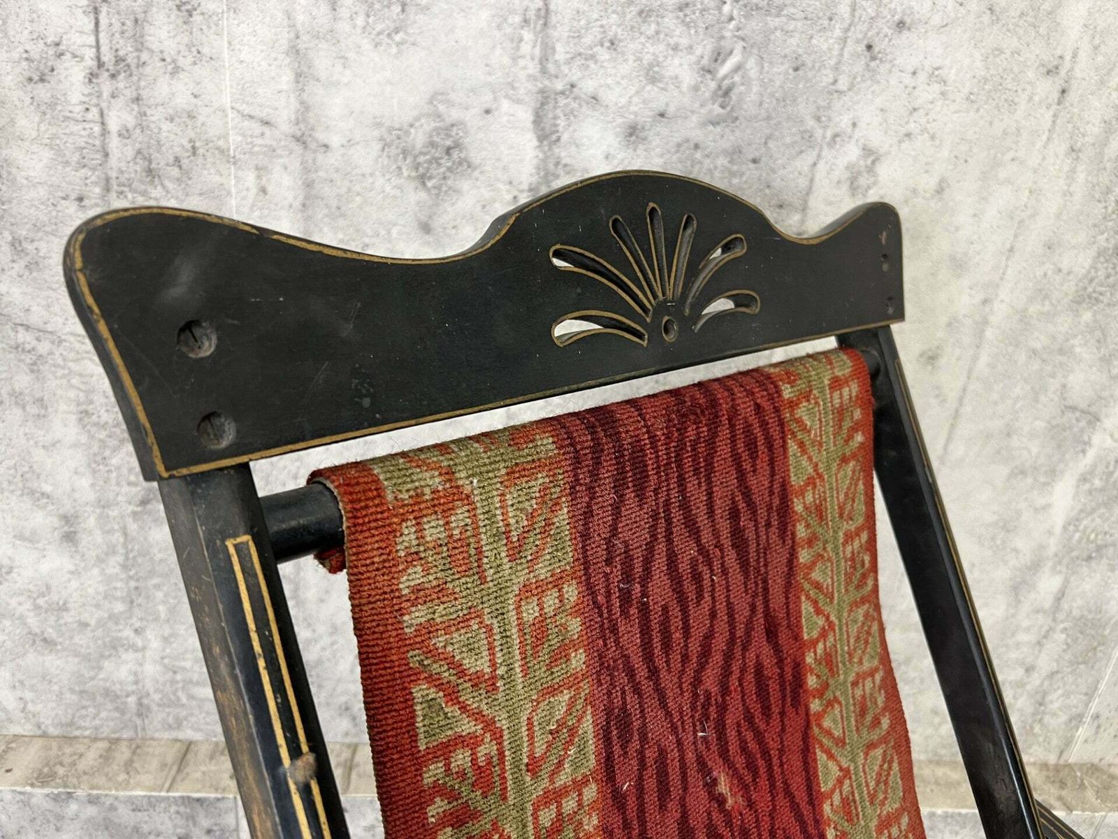 Napoleon III Ebonsied Tapestry Deck Chair photo for sale