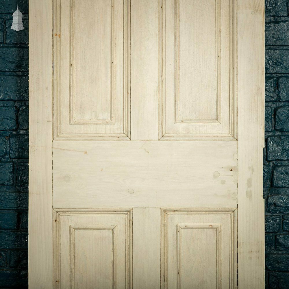 photo for sale Pine Paneled Door, 6 Moulded Panel White Painted 20th C