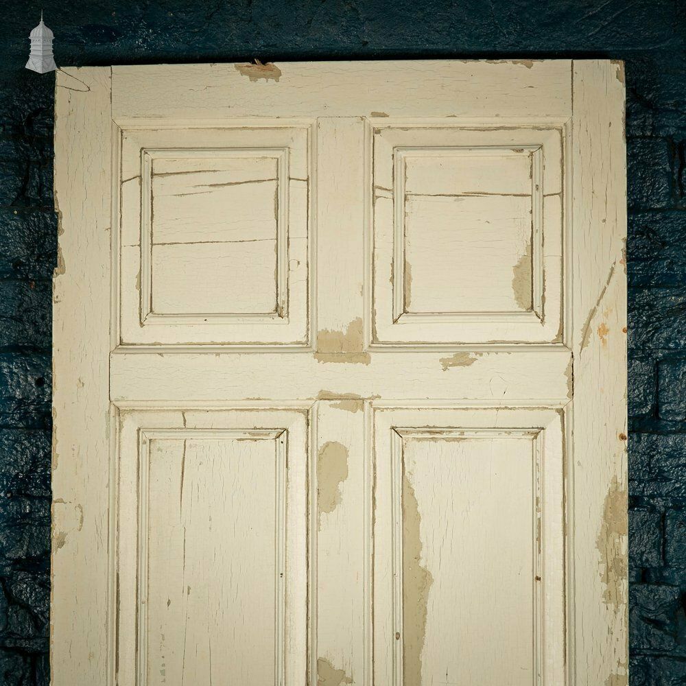 Pine Paneled Door, 6 Moulded Panel White Painted photo vintage