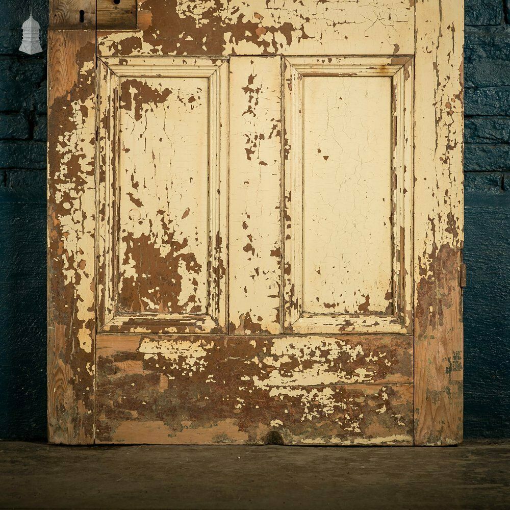 330.0 Pine Paneled Door, 4 Moulded Panel Distressed Paint photo