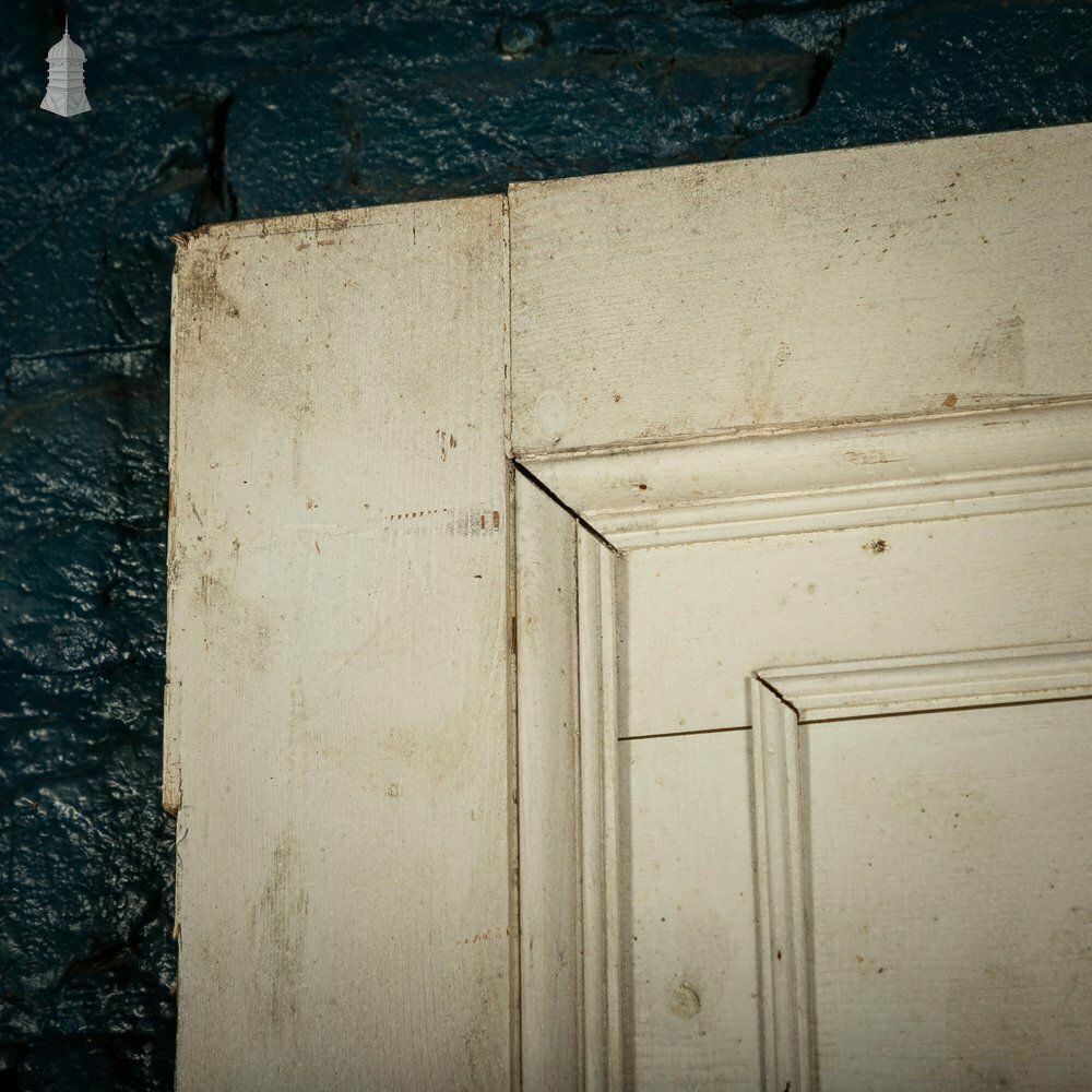 Pine Paneled Door, 6 Moulded Panel White Painted 20th C Missing Moulding photo 240.0