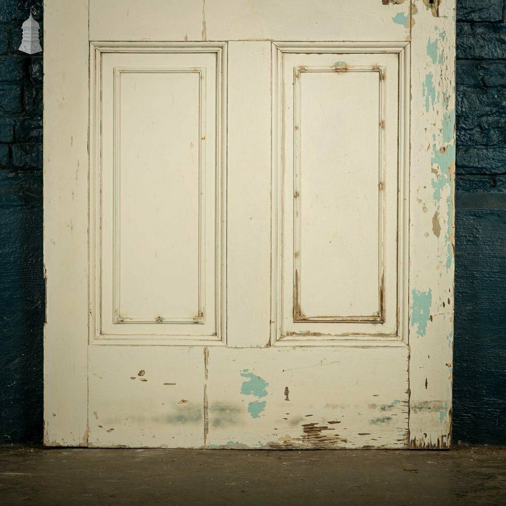 Pine Paneled Door, 6 Moulded Panel White Painted Missing Moulding photo 240.0