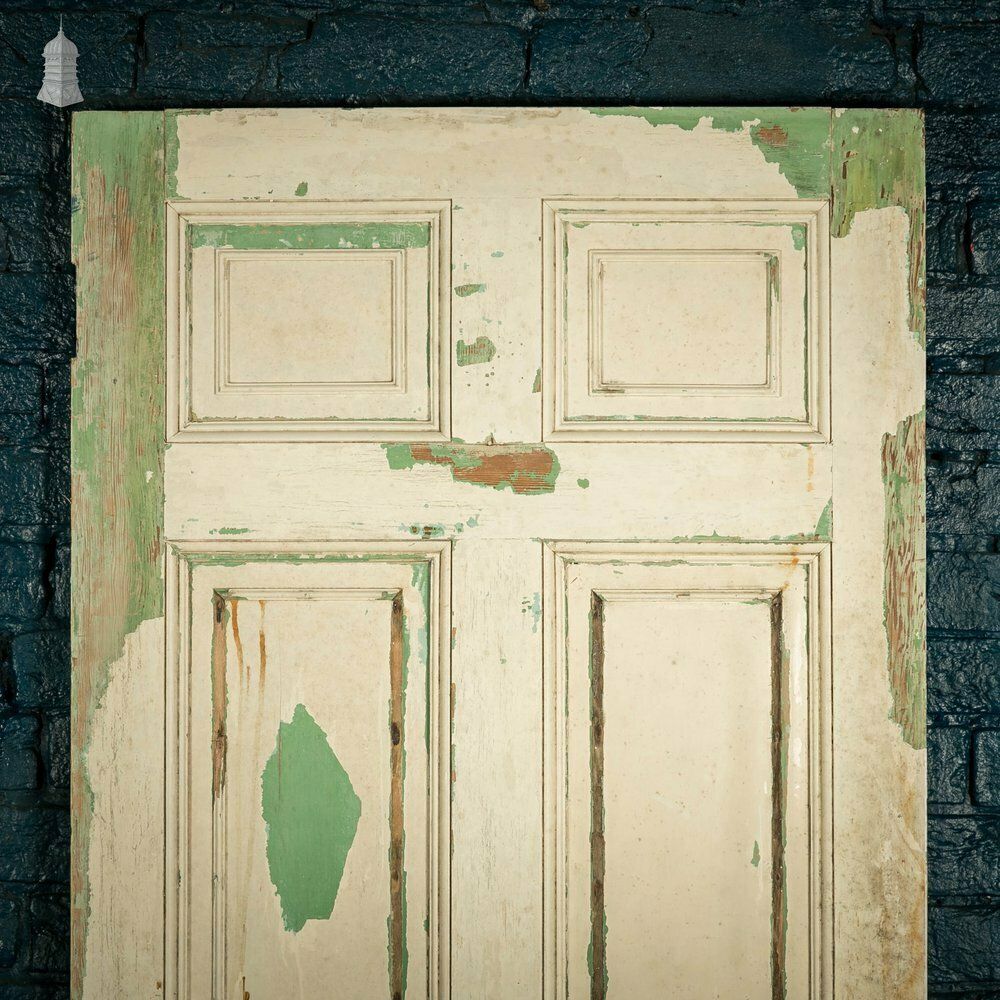 photo furniture Pine Paneled Door, 6 Moulded Panel White Painted Missing Moulding