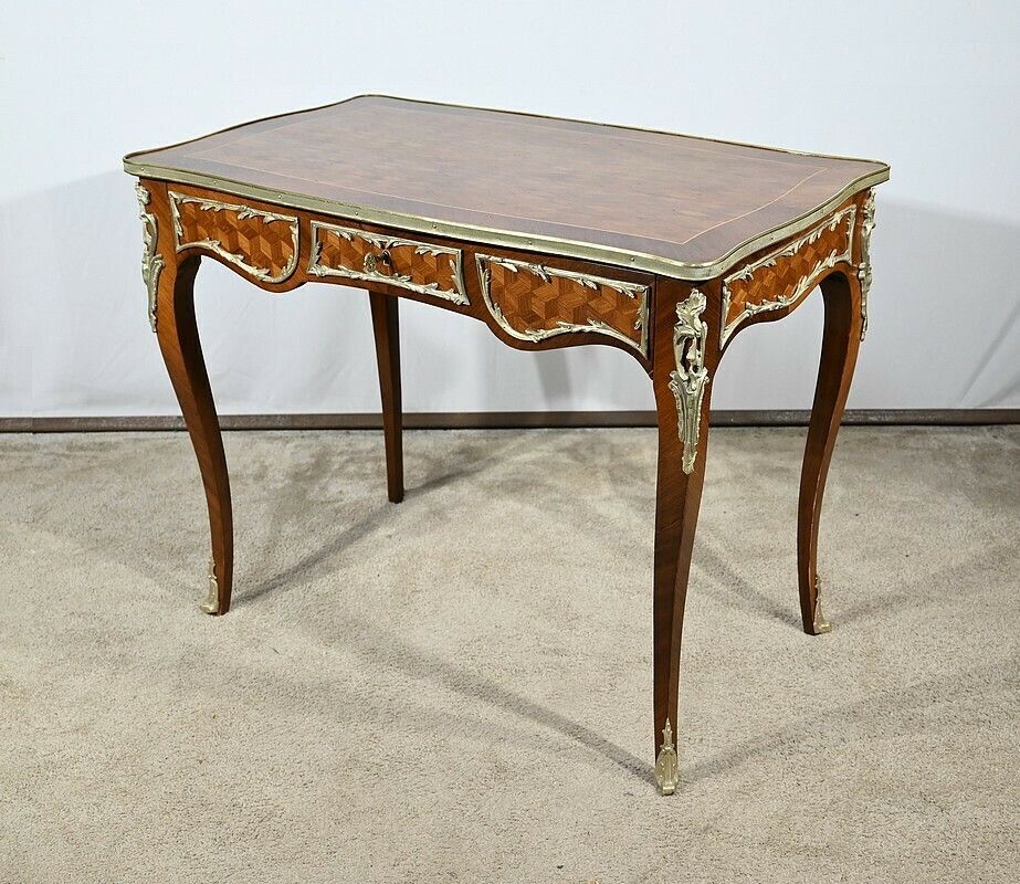 Rosewood And Marquetry Desk Table, Louis XV Style – Early 20th Century photo furniture