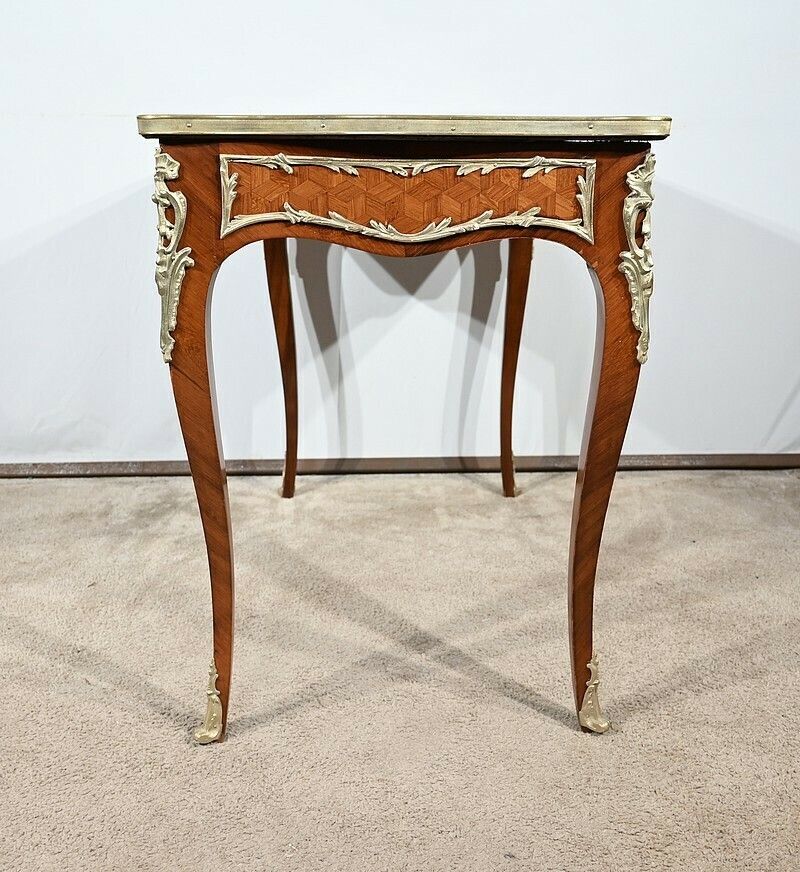 photo vinterior Rosewood And Marquetry Desk Table, Louis XV Style – Early 20th Century