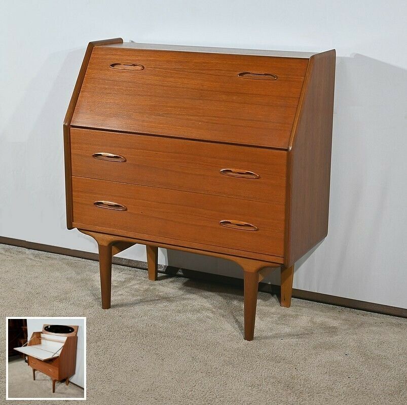 Secretary In Teak, Stamped Lb Kofod Larsen, Denmark – 1960