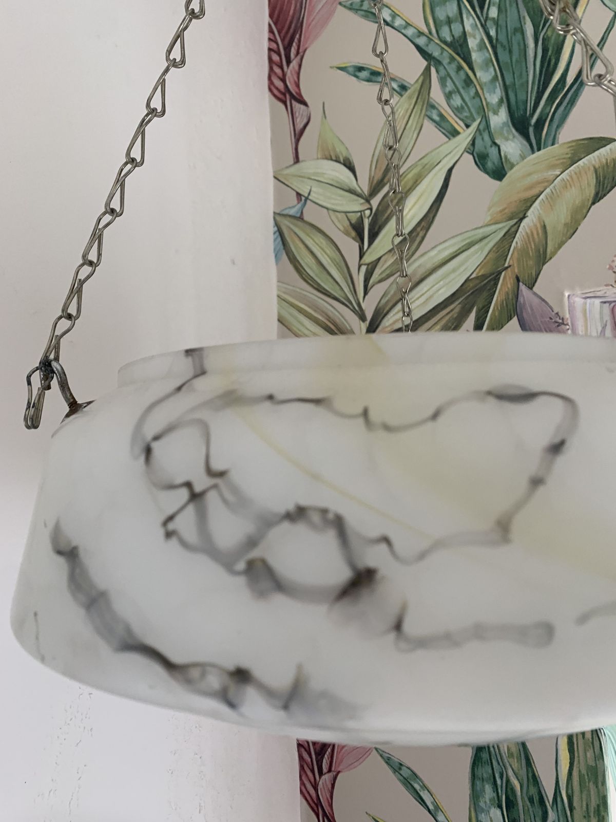 Gorgeous White And Gray, Marble Effect Coloured Glass, Art Deco Style Light Bowl/Shade. photo Lighting