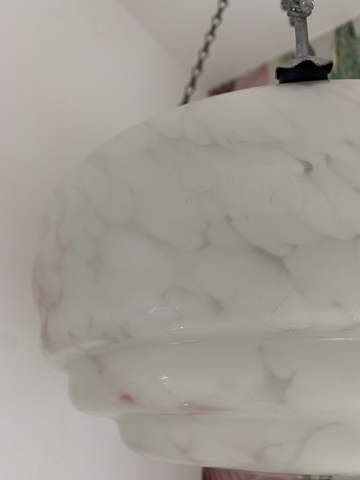 Gorgeous White And Pink, Marble Effect Coloured Glass, Art Deco Style Light Bowl/Shade. photo furniture