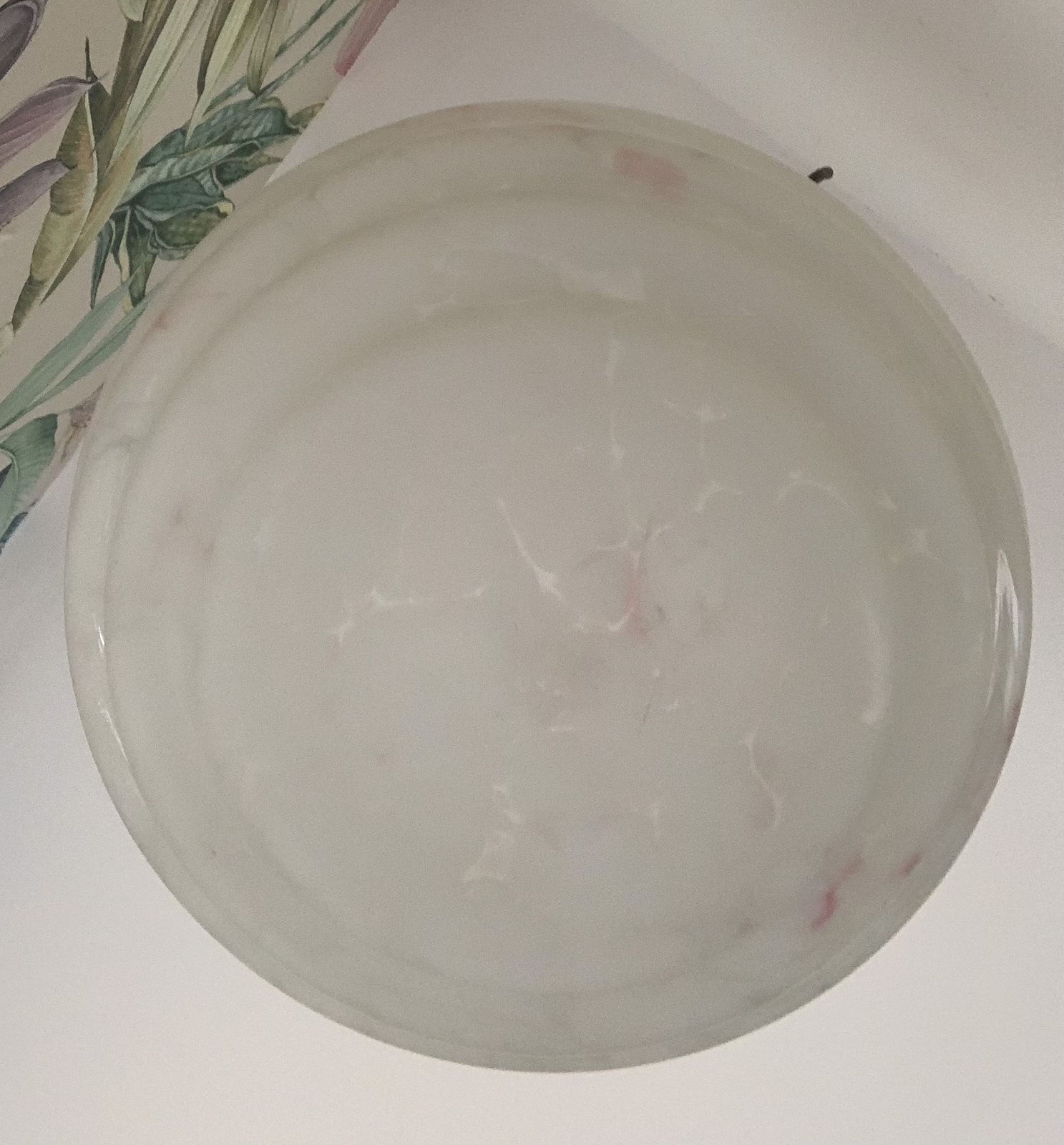Gorgeous White And Pink, Marble Effect Coloured Glass, Art Deco Style Light Bowl/Shade. photo for sale