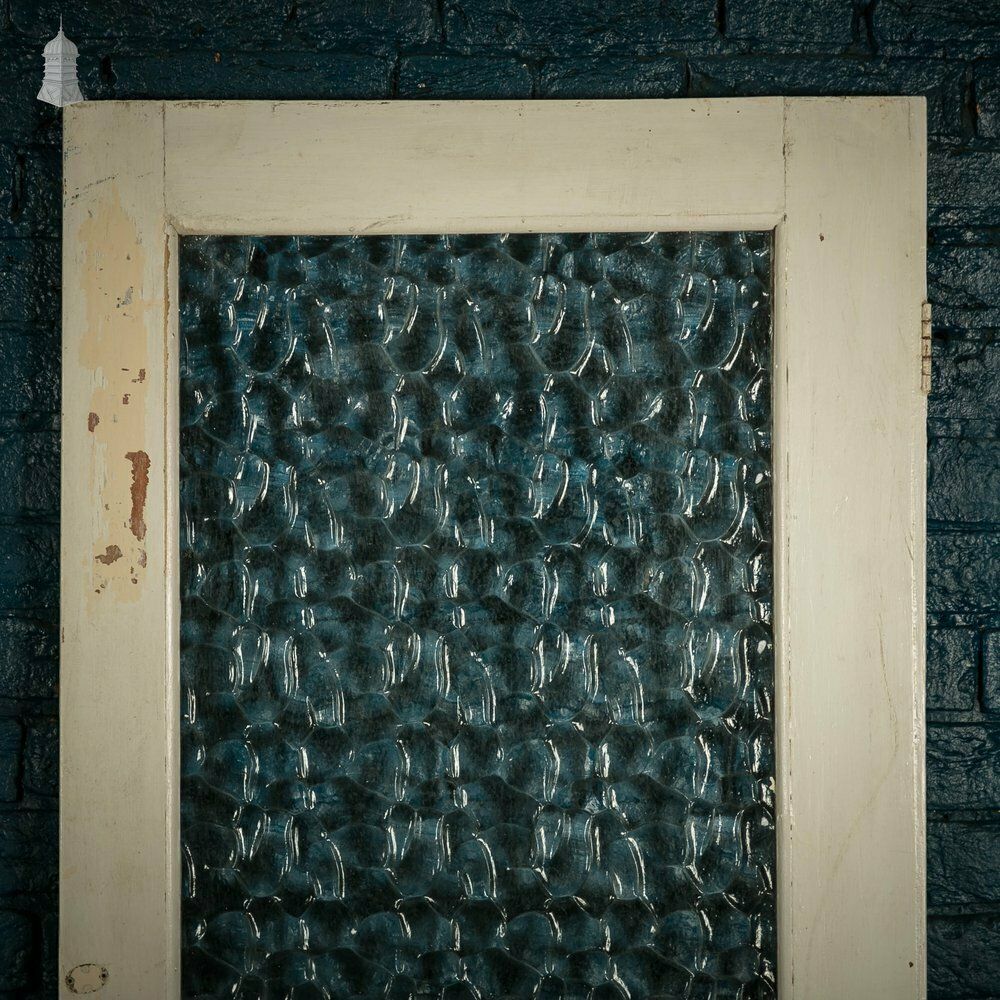 photo for sale Half Glazed Door, 3 Moulded Panel White Painted Pine Textured Glass