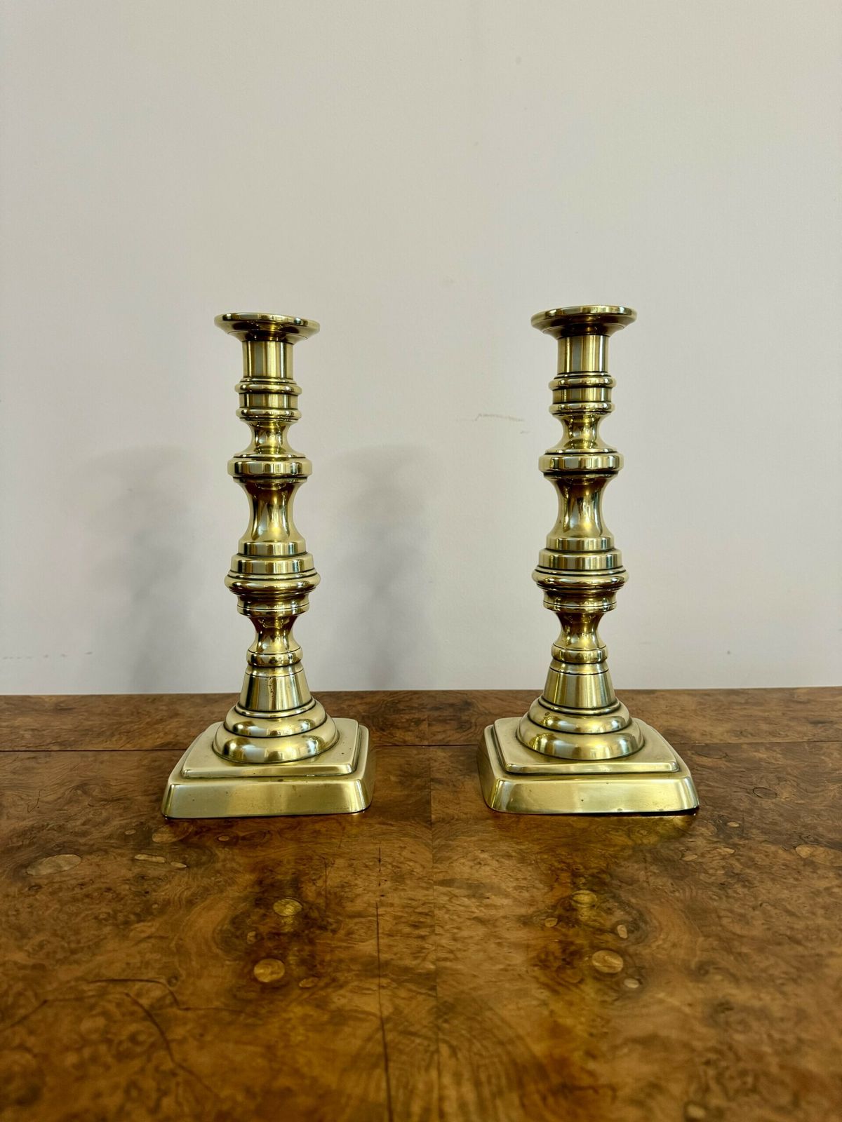 Large Pair Of Quality Antique Brass Candlesticks photo for sale