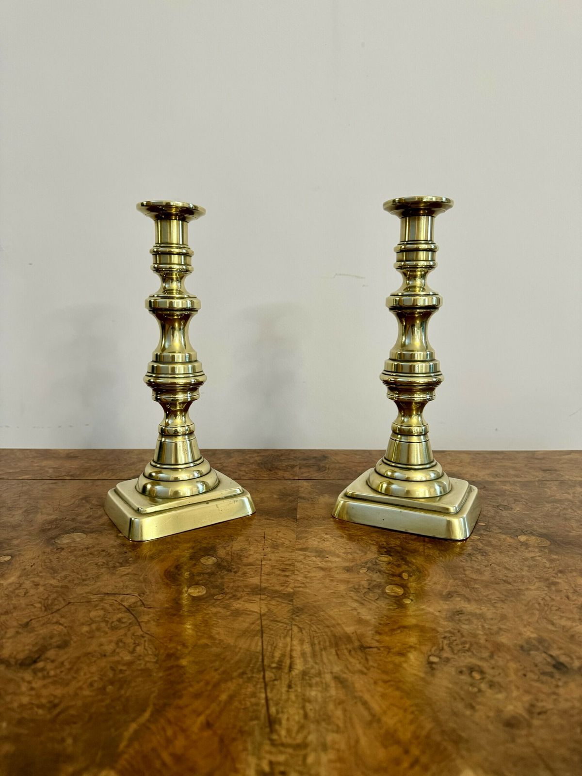 Large Pair Of Quality Antique Brass Candlesticks