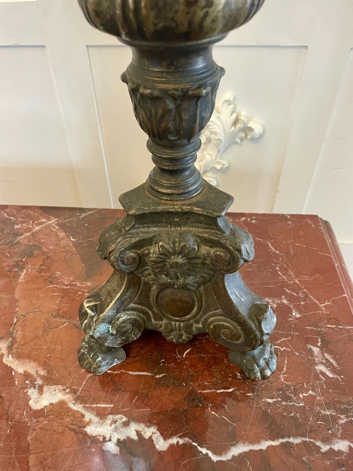 Unusual Pair Of Large Antique Ornate Brass Pricket Candlesticks photo Home Decor
