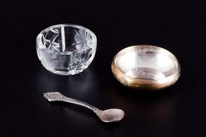 Fåglavik Glasbruk (1874 1980)  Sweden  Four Glass Salt Cellars  Mid 20th C. photo vinterior
