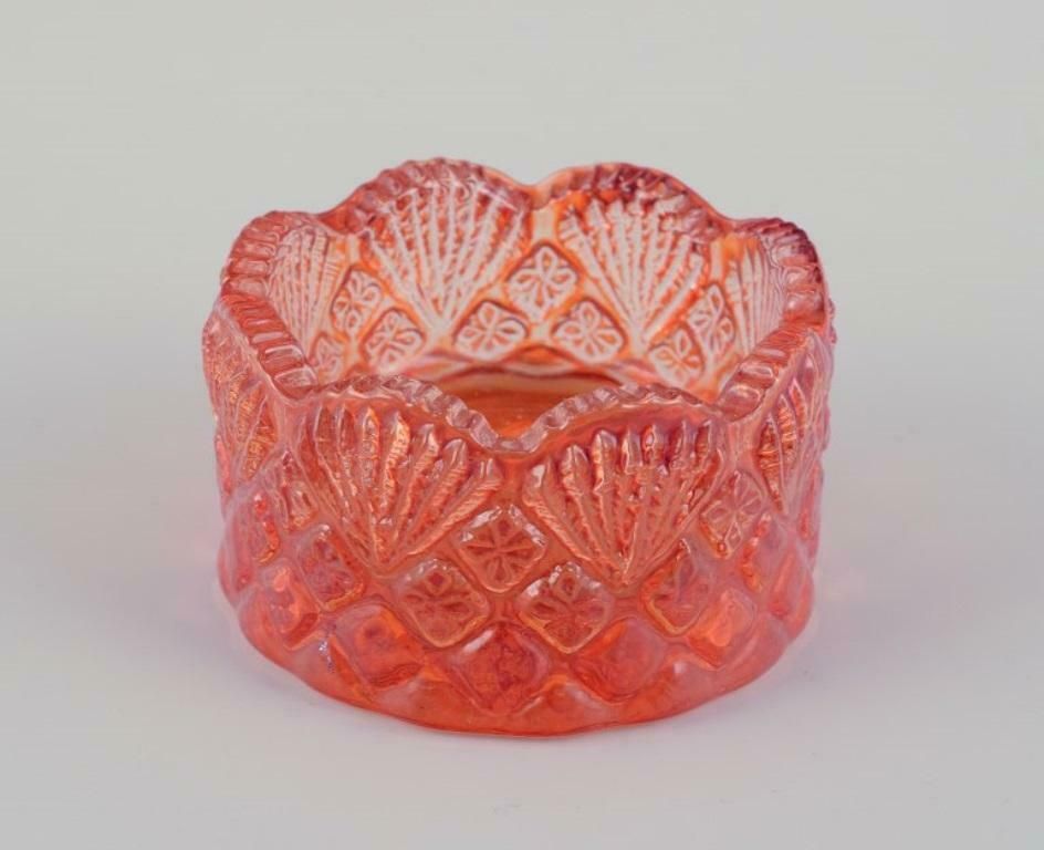 Fåglavik Glasbruk, Sweden. Six Salt Cellars In Pink/Orange Glass.