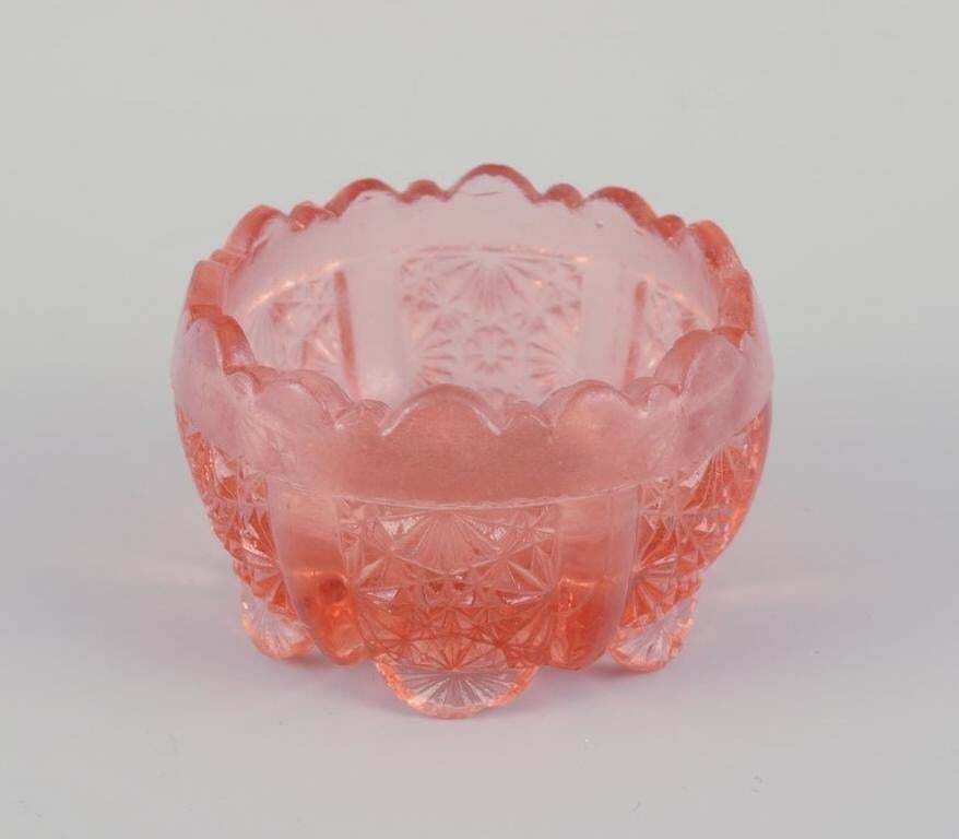 Fåglavik Glasbruk, Sweden. Six Salt Cellars In Pink/Orange Glass. photo for sale