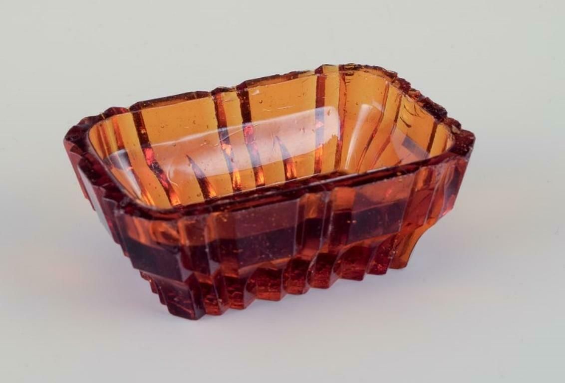 Fåglavik Glasbruk, Sweden. Six Salt Cellars In Amber Coloured Glass. photo furniture