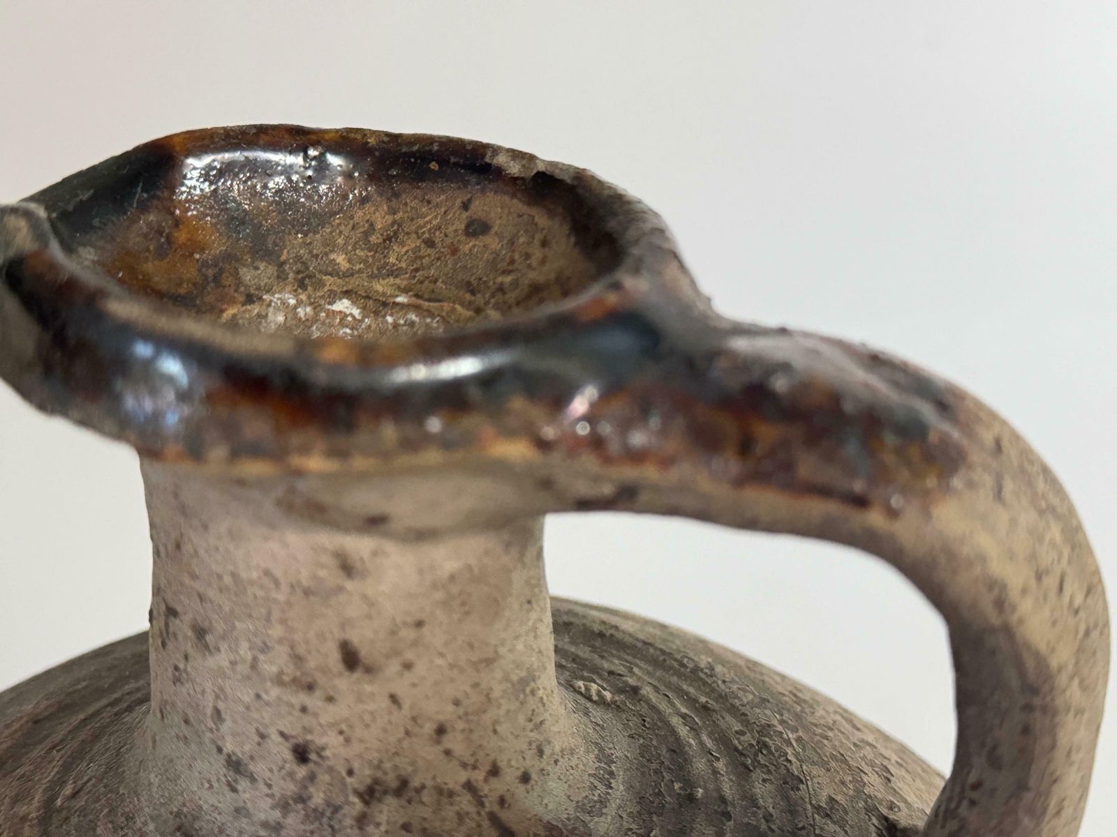 photo vinterior Japanese Style Stoneware Pottery Jug Pitcher With Amazing Glaze 19th France