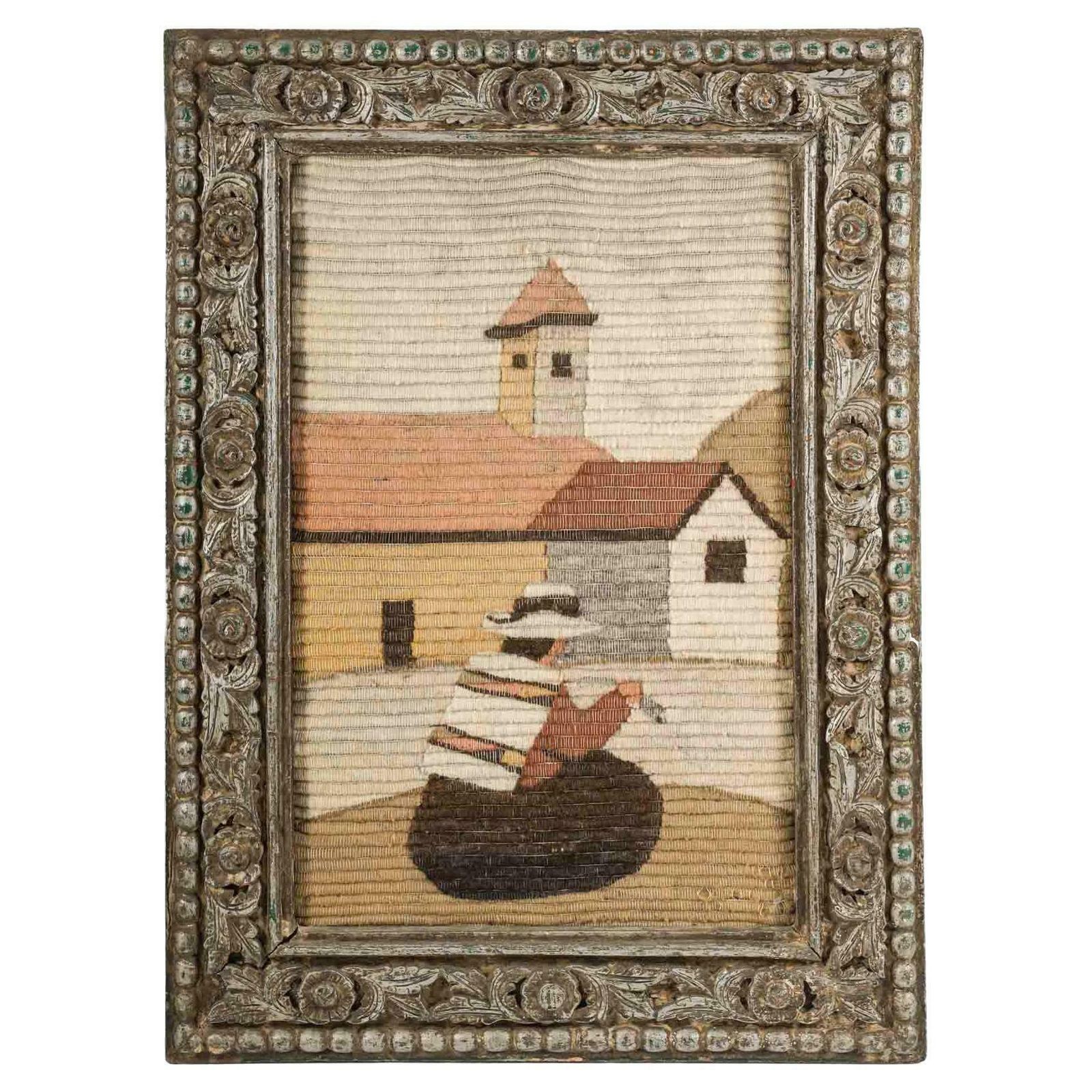 20th Century Tapestry Framed In A Carved Frame.