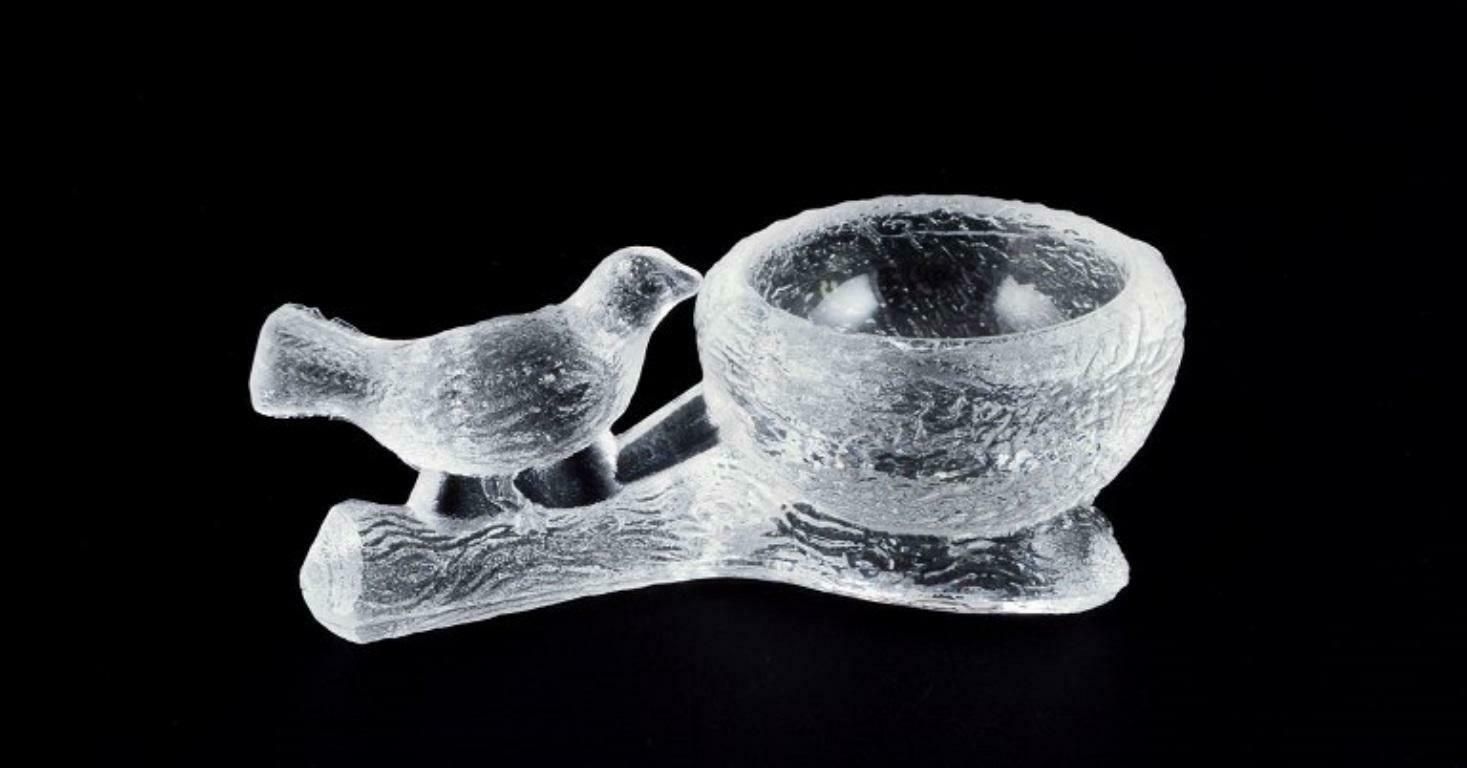 Fåglavik Glasbruk, Sweden. Two Salt Cellars With Birds In Clear Glass photo furniture