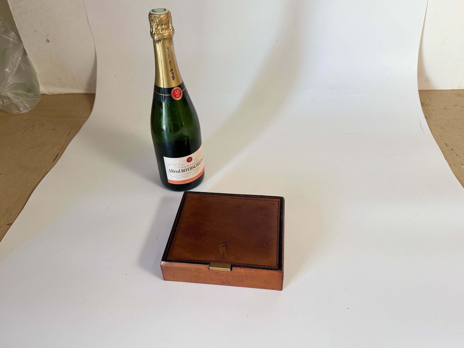 Leather Covered Tobacco Box Wood Brown Jacques Adnet Style France 1940 By Lancel photo furniture
