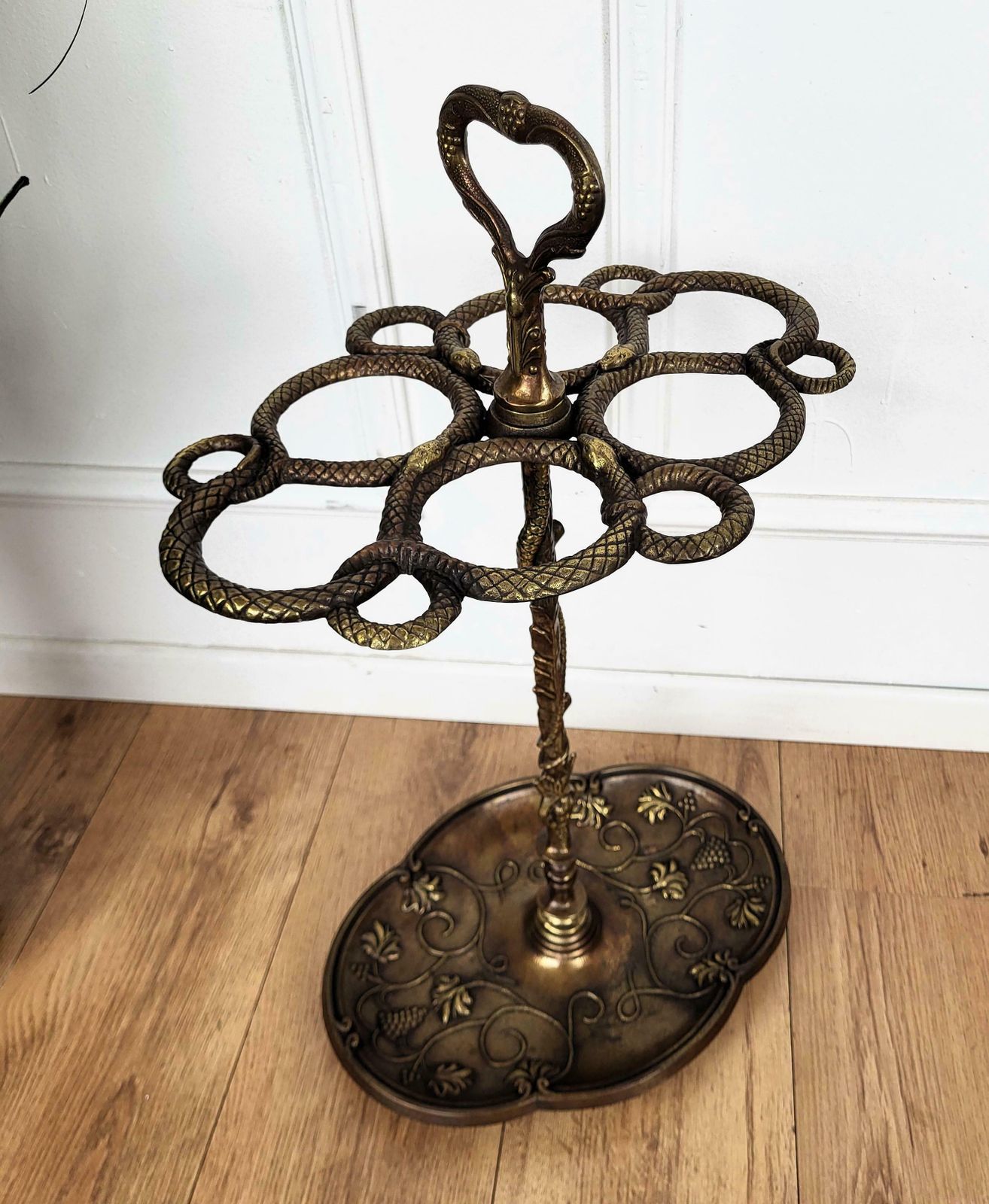 Antique Italian Gilt Cast Iron Sculpture Umbrella Stand photo furniture