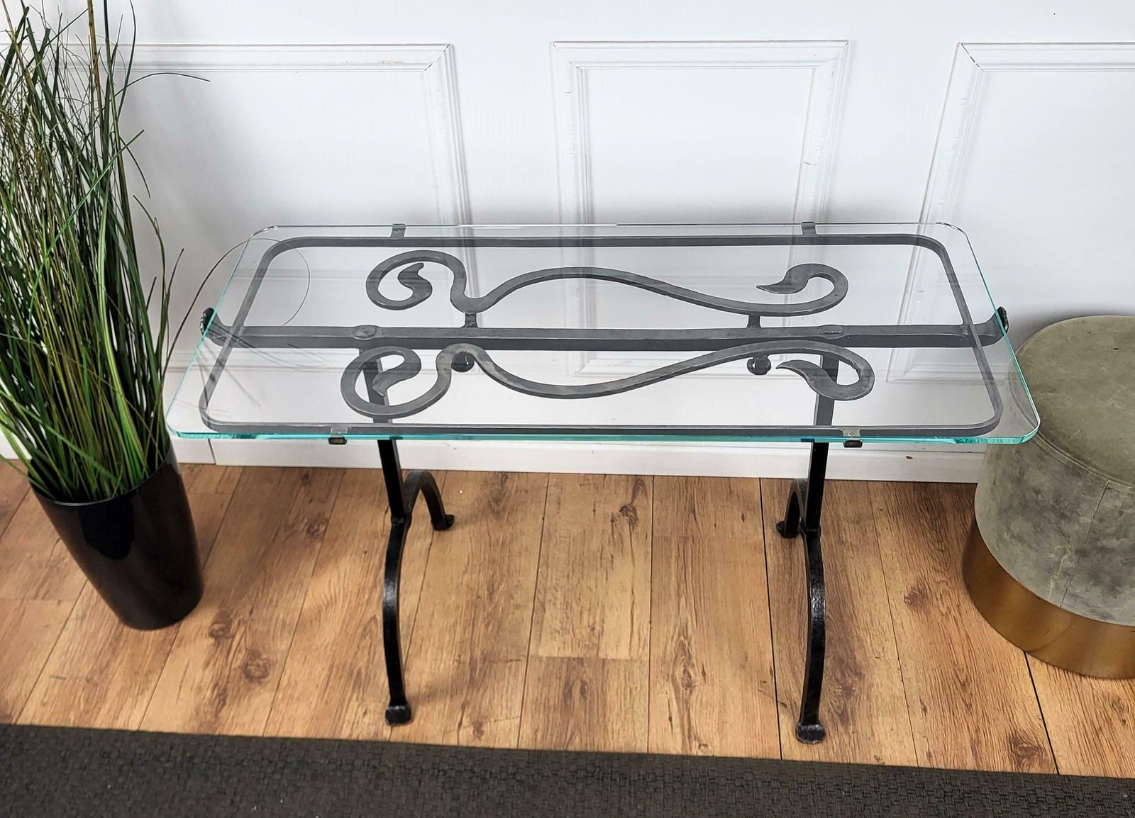 Italian Sculptural Brutalist Wrought Iron And Glass Coffee Table Or Side Table photo for sale