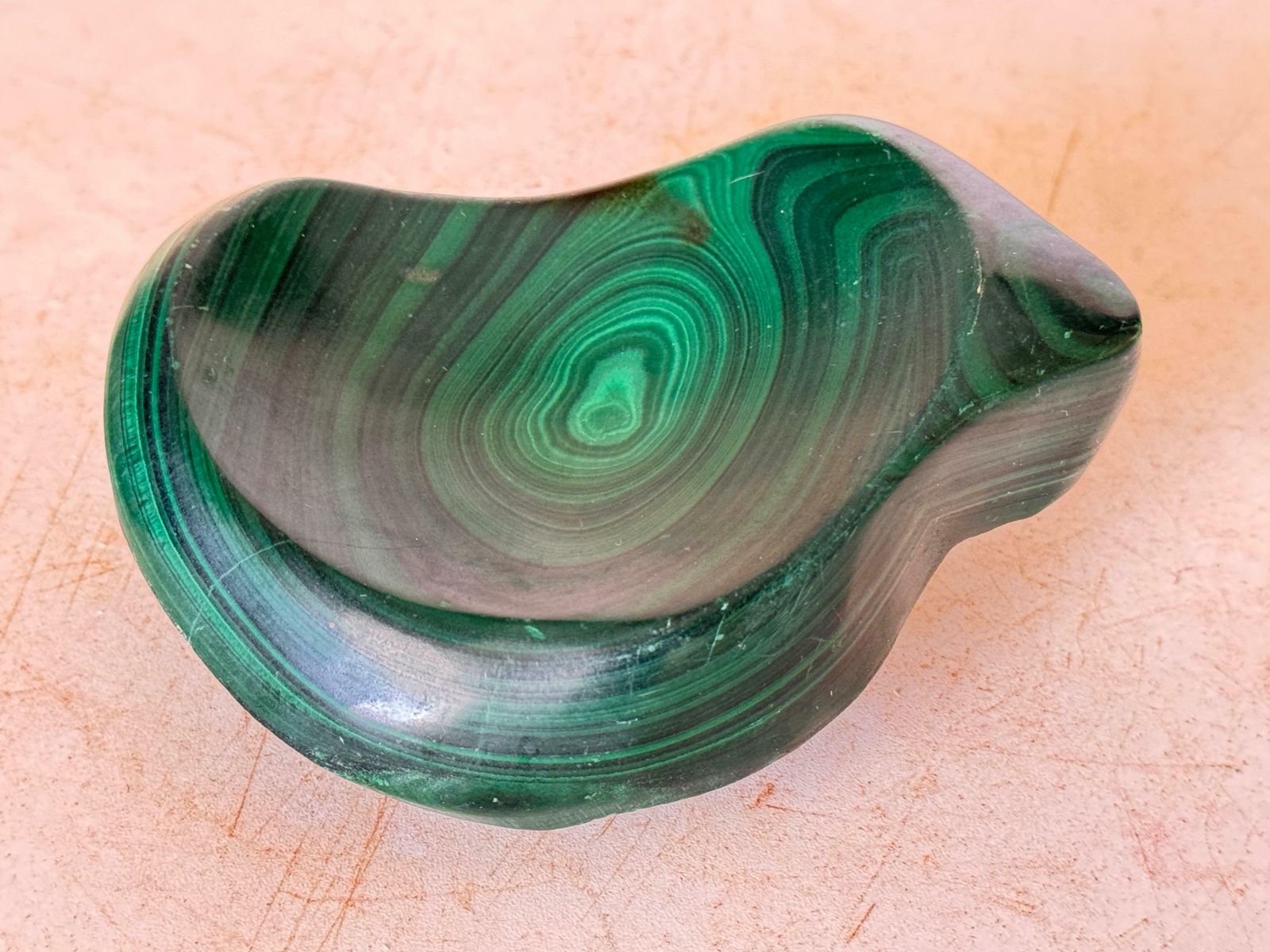 Small Malachite Ashtray Desk Accessory Green Color Africa 20th Century photo 284.0