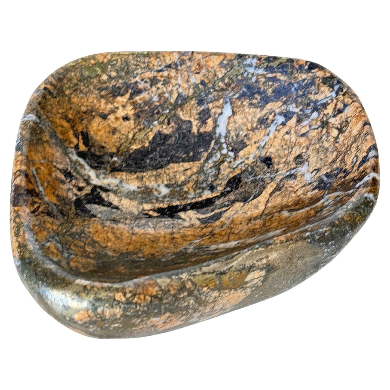 Rare Tiger's Eye Stone Style Ashtray South Africa Circa 1955 Caramel Color