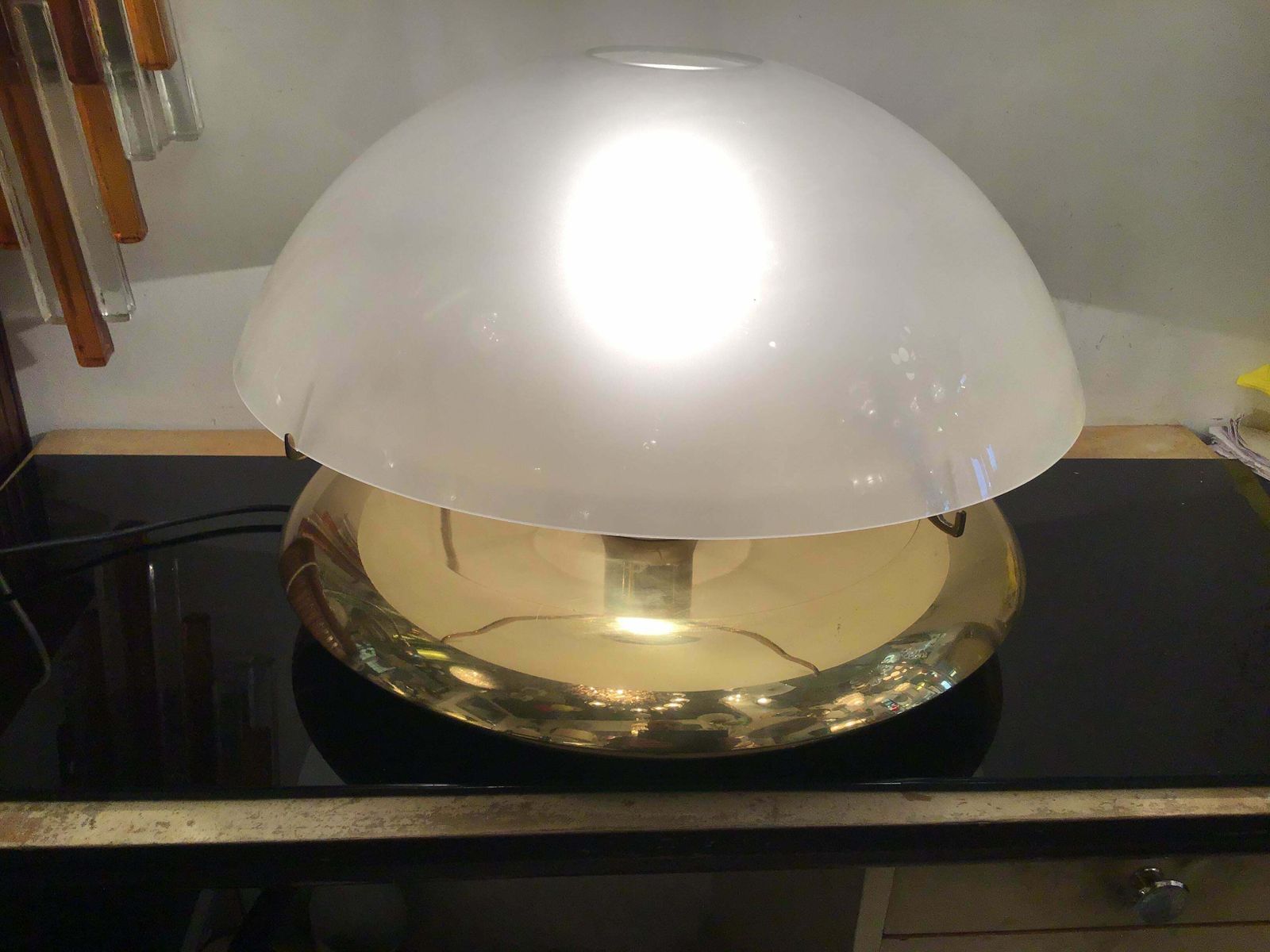 2624.0 Ludovico Diaz De Santilana “ Medusa” Table Lamp Brass Glass 1960 Italy photo