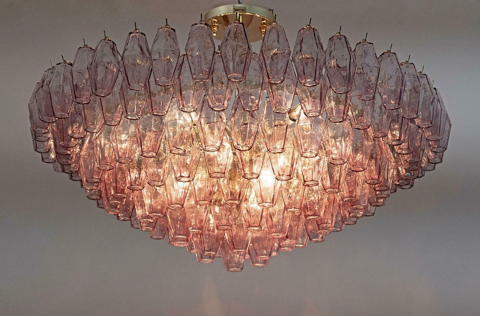 Carlo Scarpa Mid Century Modern Murano Glass Poliedri Chandelier By Venini photo furniture