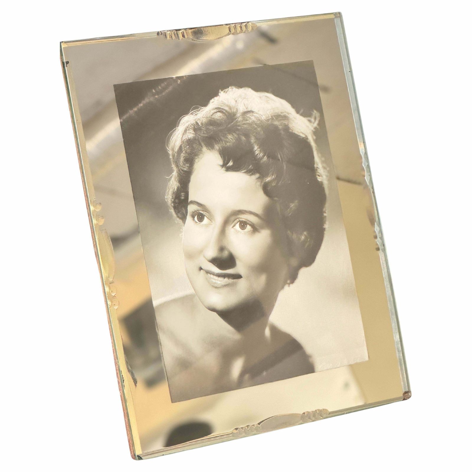Art Deco Picture Frame In Bevelded Mirror France Circa 1935 Green Color photo for sale