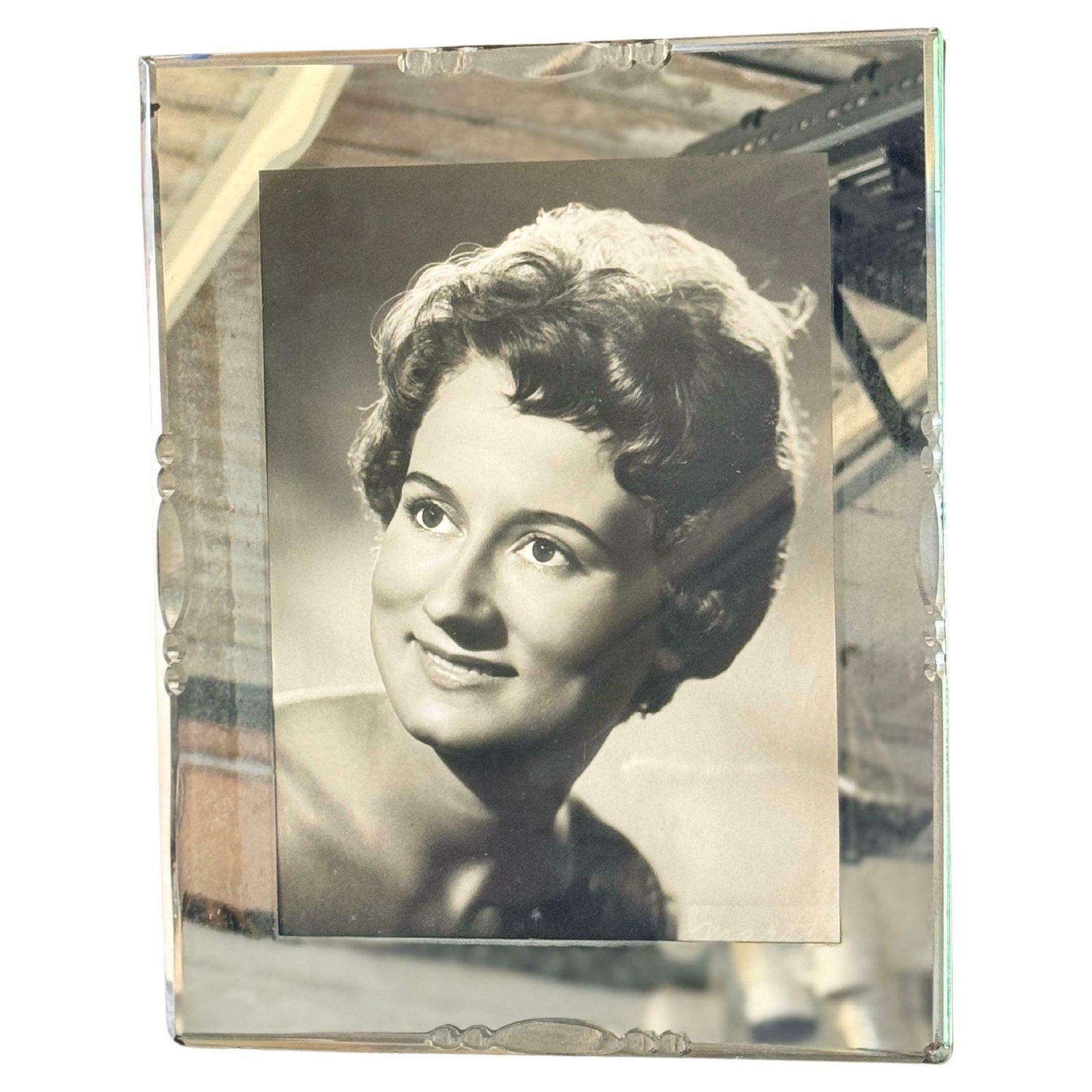 Art Deco Picture Frame In Bevelded Mirror France Circa 1935 Green Color photo Home Decor
