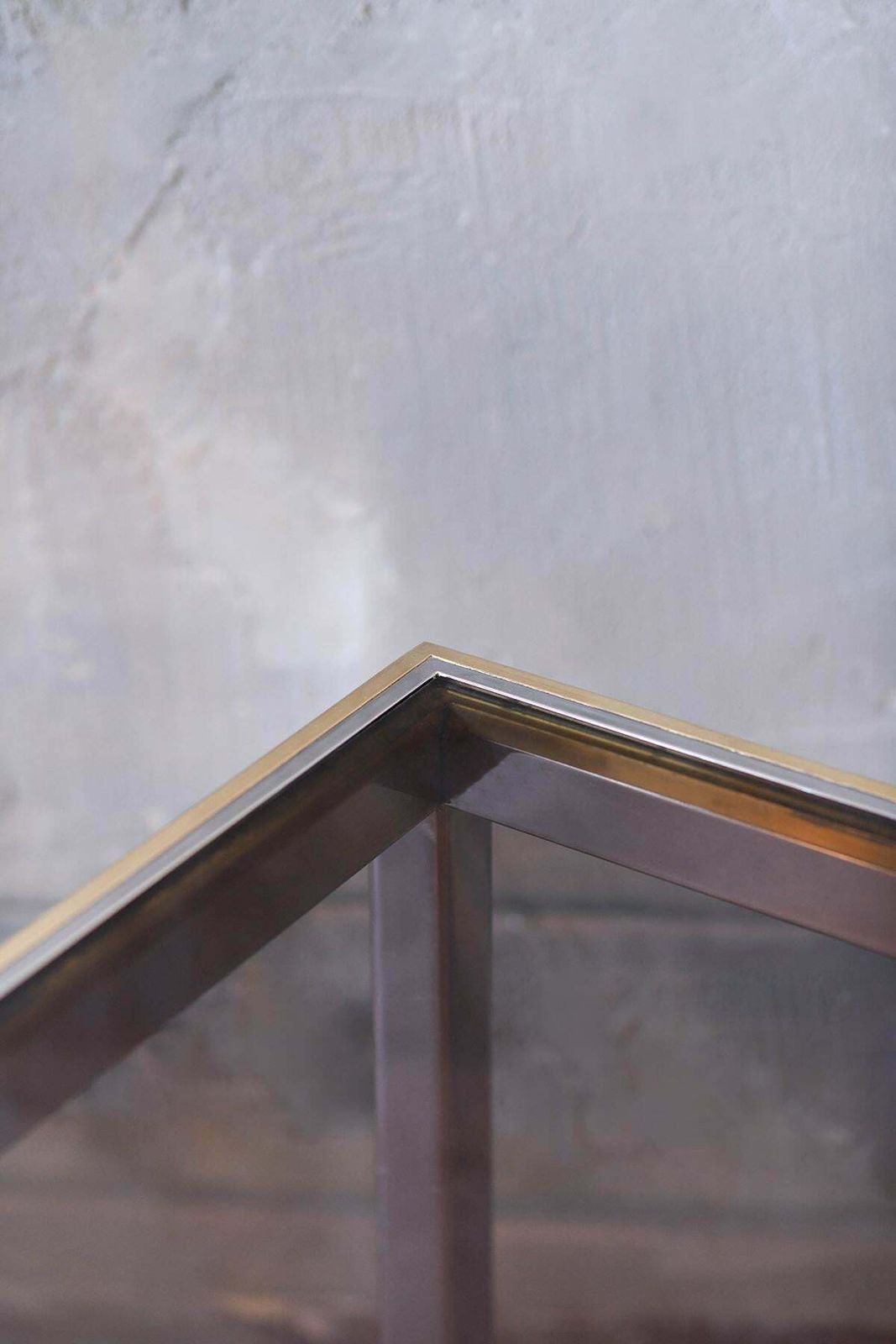 Coffee Table In Brass And Chromed Metal With Smoked Glass Shelves, Italy 1980 photo Furniture