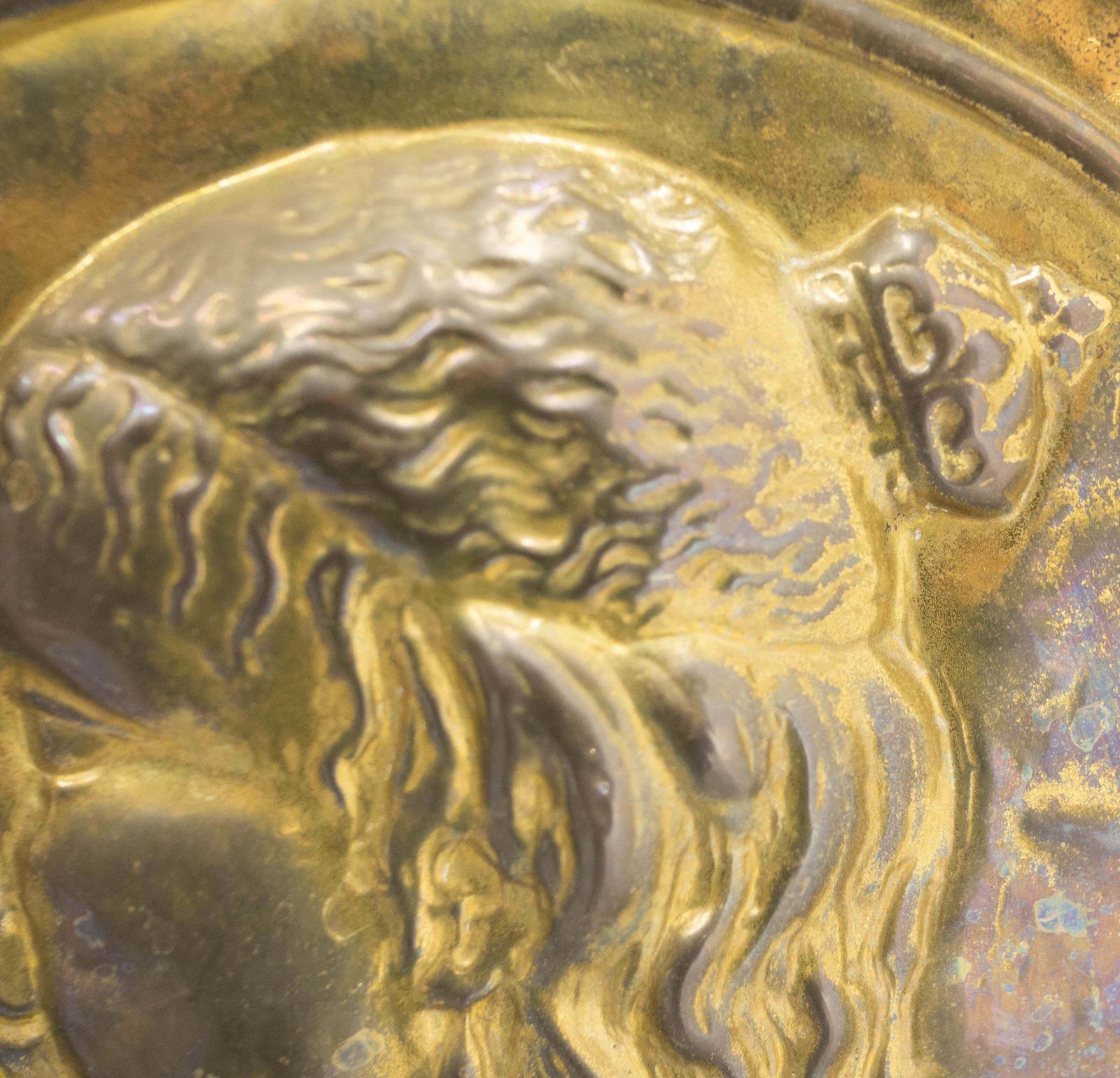 French Golden Copper Tray Profile Of The Wife Of Louis 14, 19th Mid Century photo furniture