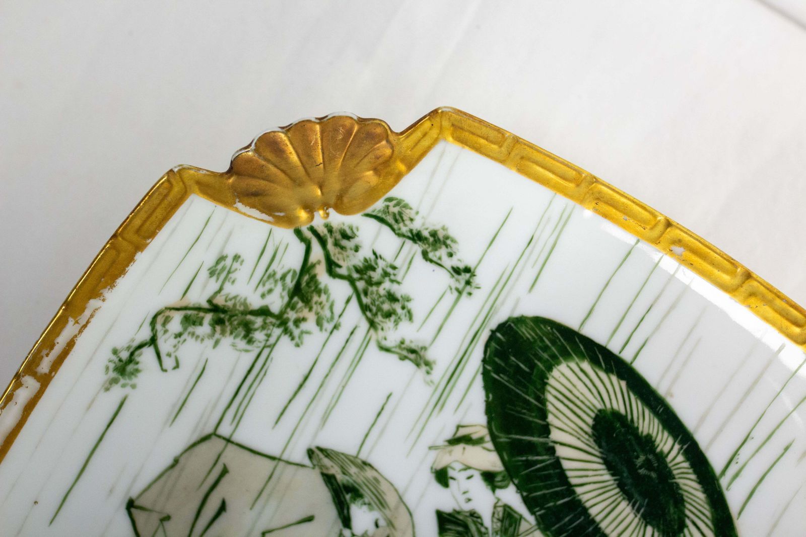 Japanese Ceramic Plate Decorated With Geisha & Peasan, France Late 19th C photo for sale