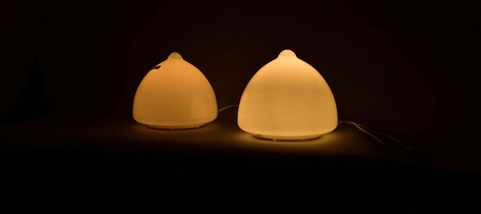 Pair Of Glass Table Lamps By Krásno Nad Bečvou, 1960s photo vinterior