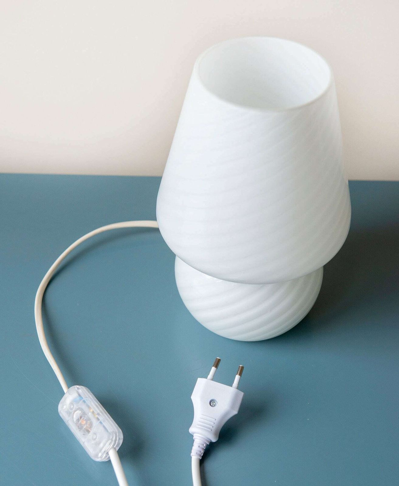 Vintage Vetri Murano Paddenstoellamp, Italiaanse Swirl Glazen Tafellamp, Art Glass Bureaulamp, Mid Century Modern, Made In Italy photo buy