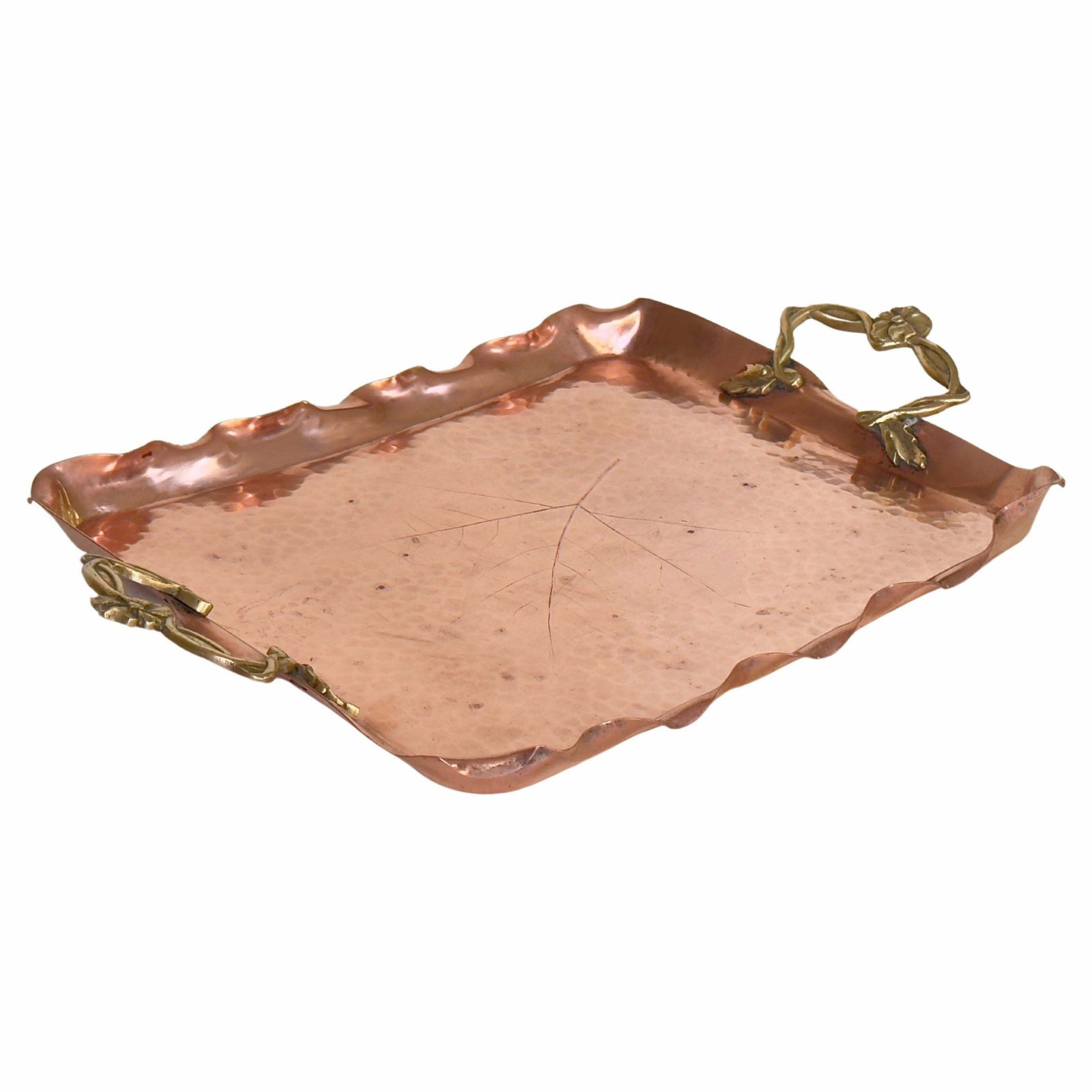 Platter In Copper And Brass 2 Handles Gold And Cooper Color Deutch 18eme Century