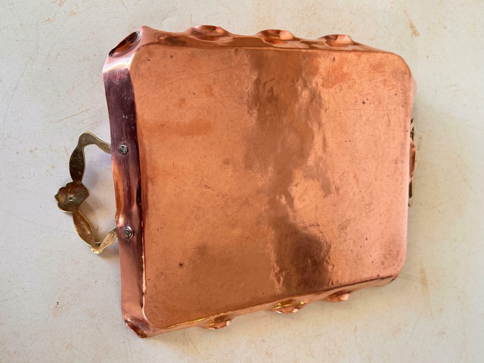 Home Decor Platter In Copper And Brass 2 Handles Gold And Cooper Color Deutch 18eme Century photo