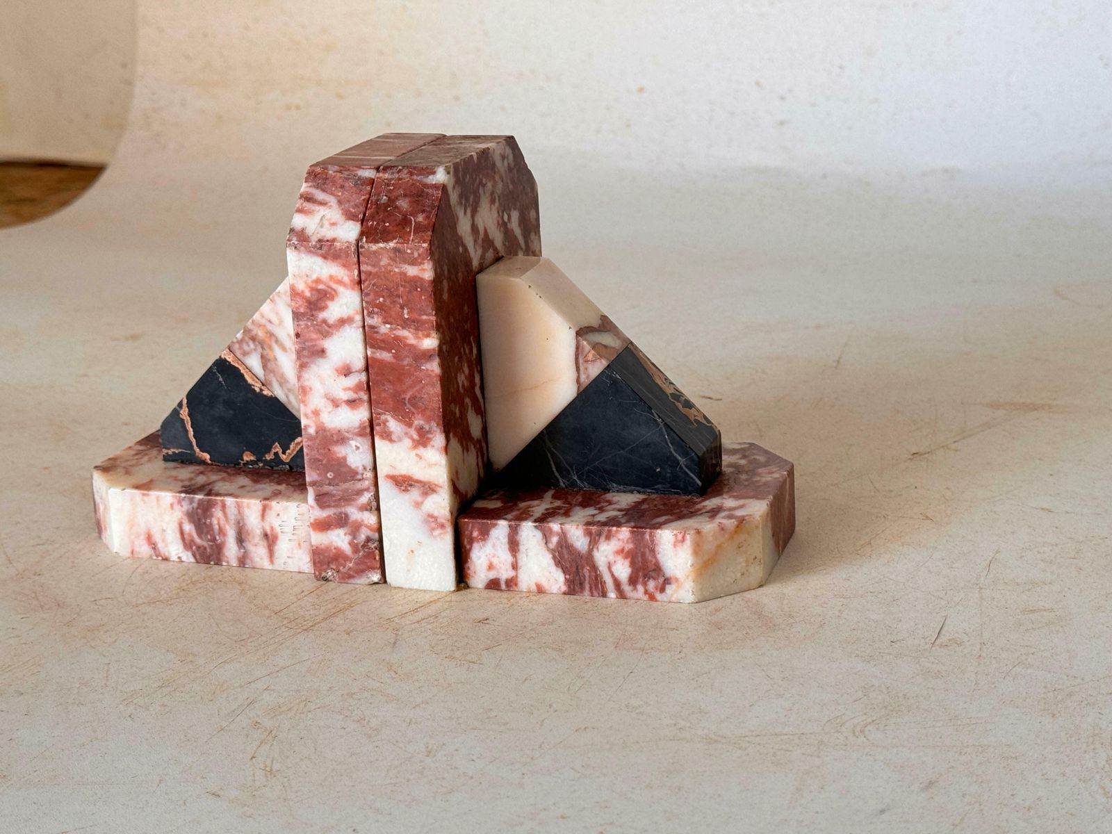 Pair Of Art Deco See Book Ends, Marble, Black And Red France, 1940 photo 284.0