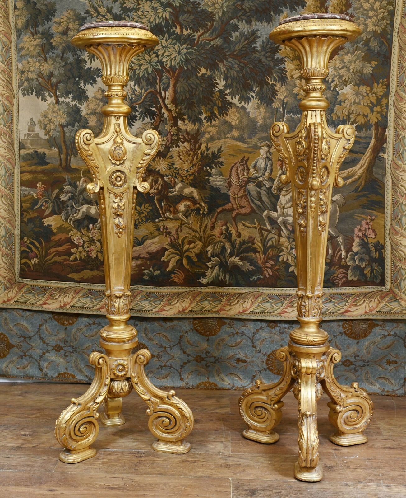 Carved Gilt Pedestal Stands Tables   French Rococo photo vinterior