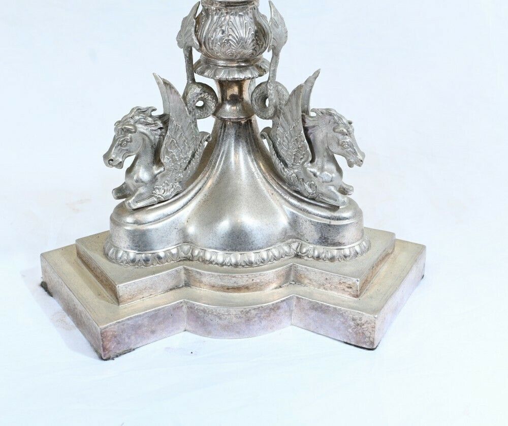 photo buy Pair Silver Plate Candelabras   Large Victorian Column Candles