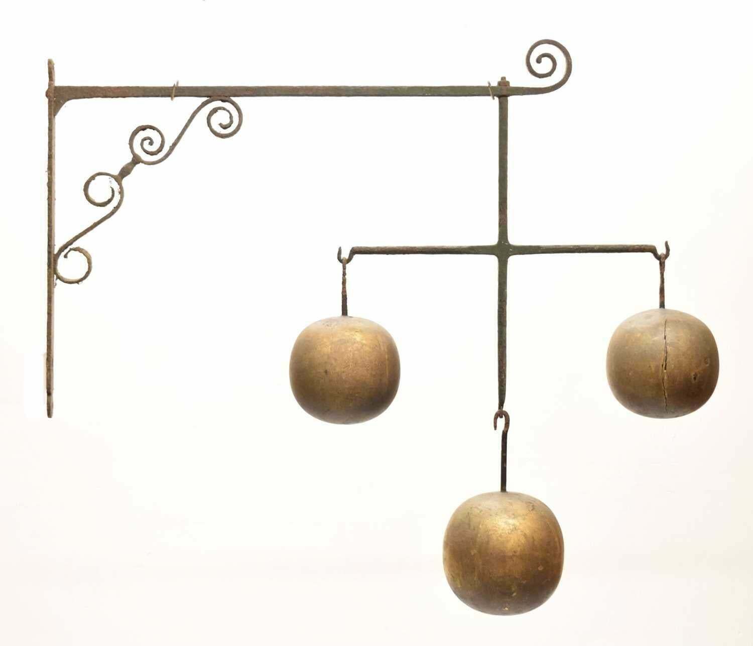 Impressive Huge 19th Century Pawnbroker Folk Art Sign With Three Spheres Symbol photo vinterior